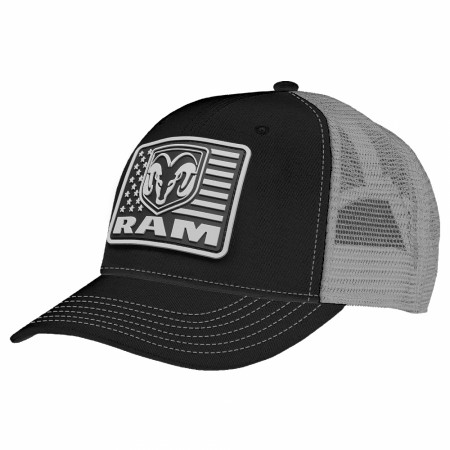 Dodge Ram Patriotic Logo Patch Adjustable Trucker Hat